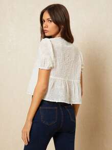 Poéselle 女式衬衫 纹理刺绣面料短衬衫 女士休闲商务纯色刺绣泡泡袖衬衫 夏季上衣 夏季女式波西米亚风女式上衣 女式衬衫 短款上衣 外出上衣 白色上衣 女式衬衫 短款女式上衣 夏季西部装女式 春季女式白衬衫 波西米亚风上衣 节日可爱上衣 办公室女式音乐会女式上衣