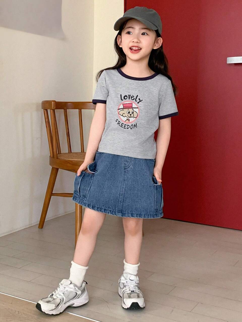 2pcs/Set Young Girl Casual Simple Short Sleeve T-Shirt And Shorts,Girls Summer Outfits