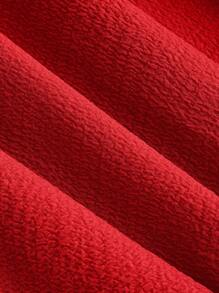 SHEIN MOD 纯色褶边饰边褶皱胸围荷叶边下摆红色盖袖双下摆裙裤连衣裤