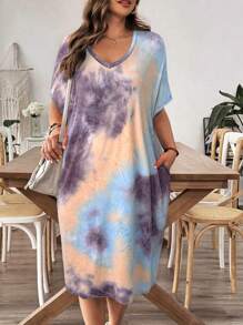 EMERY ROSE Tie-Dye Casual Dress, Minimalist & Fashionable For Everyday Wear - Multicolor - View 6