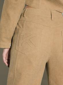 KIZN Designer Wide Leg Suede Trousers High Waist Palazzo Pants Premium Fall Winter Fashion Statement Bottoms Luxe Casual Wear