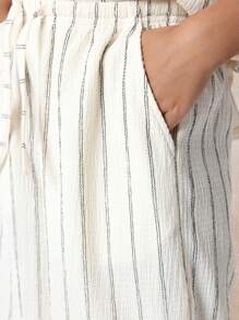 SUMWON Conjunto de dos piezas de rayas para verano: pantalones anchos de pierna ancha y top sin mangas de cuello cuadrado - Ropa de vacaciones para resort y ocio