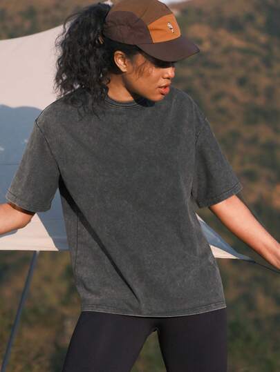 In My Nature FeatherFit™ Slim Cropped Length Contour U Back Tee Low Impact Yoga Daily Summer Baby Teeworkout Tank Top