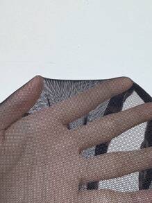 Airlisse Women's Fashionable Mesh Splice Long Sleeve Keyhole Bodysuit Fall Cloth For Women