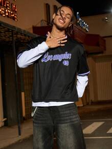 PAVTROS Manfinity Streetrush Manfinity Streetrush Men's Casual Sports V-Neck Printed Short T-Shirt,Graphic Men T-Shirt,Oversized T-Shirt,Boyfriend Gifts Jersey Streetwear Jersey For Men - Black - View 6