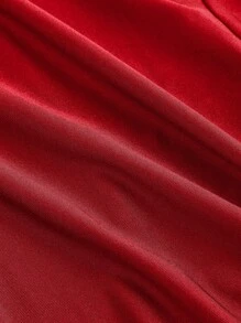 SHEIN MOD 女士棕色垂领修身中长连衣裙、优雅连衣裙、正式连衣裙、除夕连衣裙、节日连衣裙、新年假期、新年派对女士连衣裙、化妆舞会连衣裙 - 紅色 - 查看 4