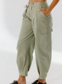 Aralina Mid Waist Relaxed Fit Classic Utility Pockets Cargo Pants
