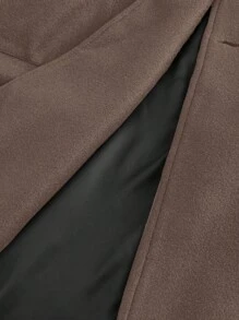 Calvornis Plus Size Men's Casual Solid Color Double-Breasted Overcoat, Autumn/Winter - Brown - View 5