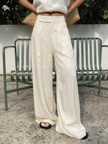 DAZY Women's Casual Loose Fit Summer Pants Linen - Apricot - View 5