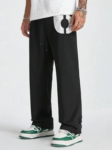 Manfinity RebelGame Men's Loose Embroidered Knit Sweatpants - Black - View 3