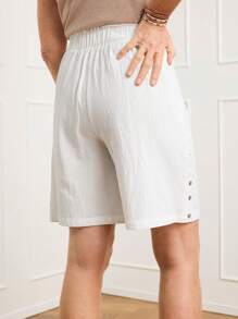 SHEIN LUNE Women Simple Solid Color Casual Shorts