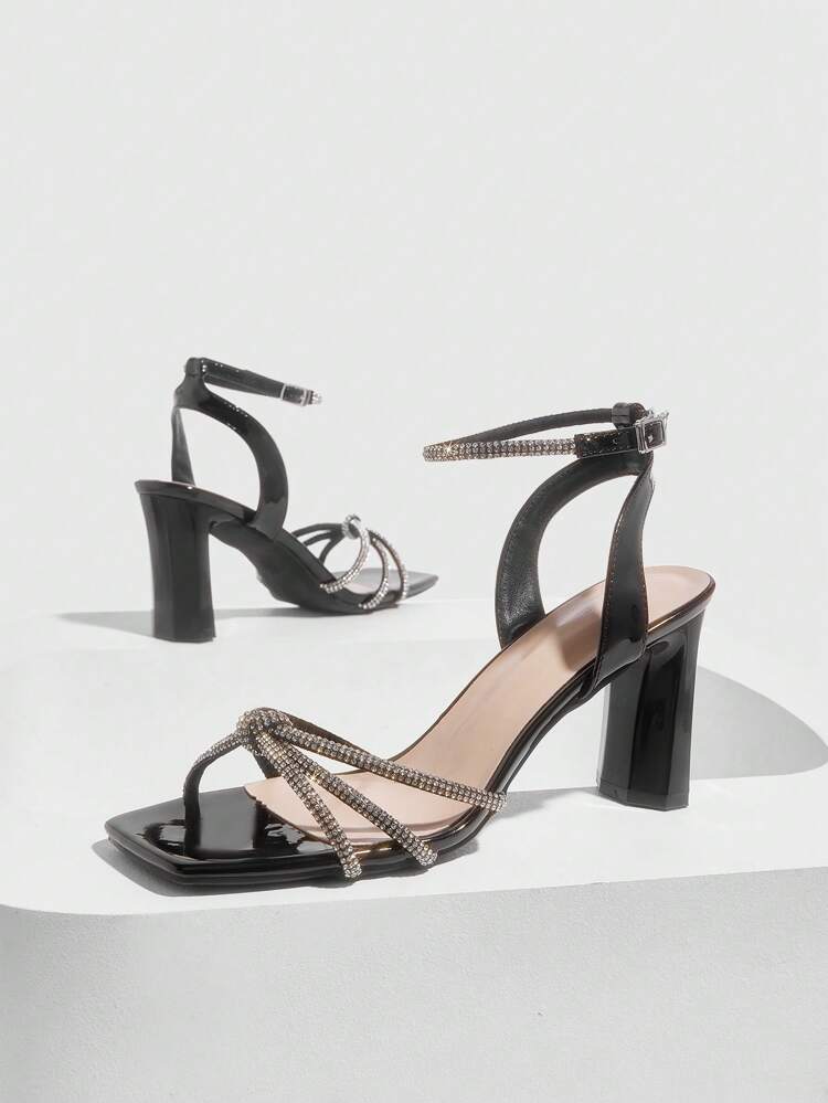 CUCCOO SZL Women's Fashion Sexy High Heel Rhinestone Decorated Sandals Spring Break Easter Prom Heels