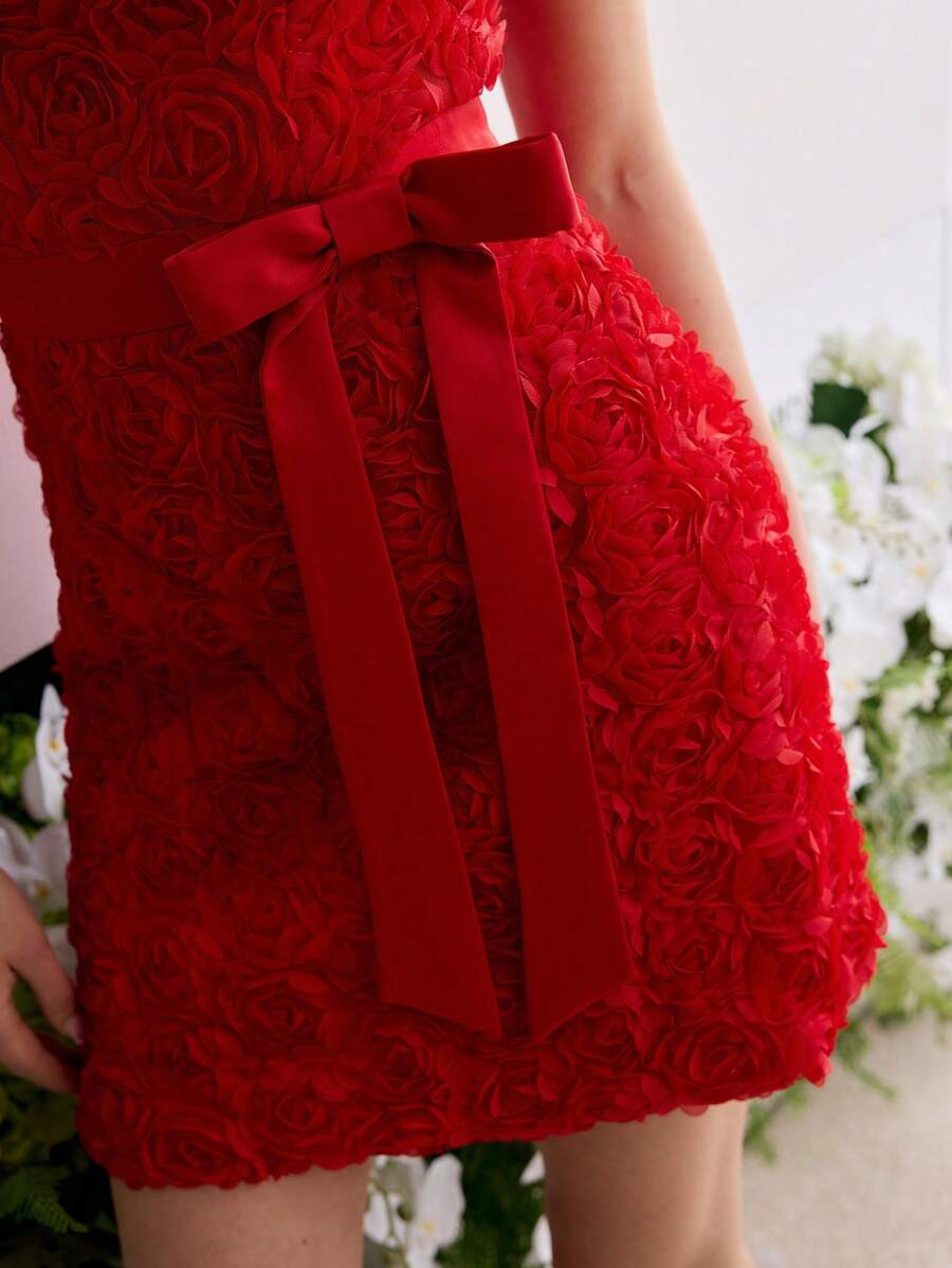 MOTF Soiréza 系腰带拉链鸡尾酒会礼服 - 紅色 - 查看 2