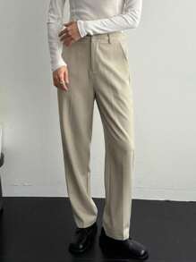 DAZY Pantalones casuales de tiro alto, pierna recta y holgados para mujer, pantalones largos adelgazantes, nuevos llegados de verano, pantalones de vestir para mujer - Blanco - Ver 1