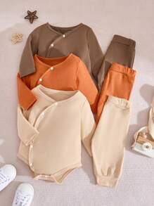 SHEIN Playful Pals Este conjunto de 3 piezas de pelele está diseñado bellamente con materiales de alta calidad, brindando total comodidad y conveniencia para bebés y niños pequeños. El conjunto incluye tres peleles, cada con diseños y detalles diferentes para satisfacer las diversas necesidades de uso de los bebés en diferentes ocasiones.