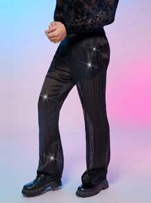 FeverCity Men's Fashion Commuter Shiny See-Through Suit Pants
