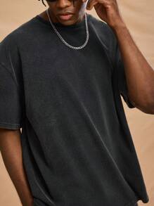 Forever 21 男士宽松休闲黑色T恤和长裤两件套，特殊工艺面料；适合春夏季穿着