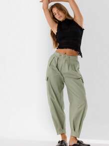 Aralina Mid Waist Relaxed Fit Classic Utility Pockets Cargo Pants