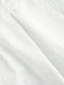 SHEIN MOD 加大码白色牛仔短裤蕾丝甜美短裤夏季短裤 - 白色 - 查看 4