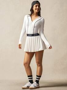 VARSITIE Robes actives plissées moulantes à manches longues pour femmes