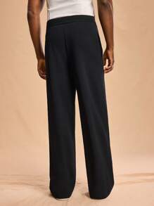 Forever 21 Solid High Rise Flared Straight Leg Pants - Black - View 2