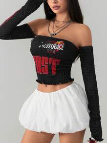 Coolane Chicas preadolescentes Ajuste delgado con fruncidos y gráficos estilo Y2K de fútbol elásticos para otoño