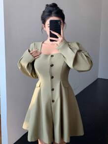 DAZY Tuta corta estiva da donna, tuta jumpsuit autunnale per donne - Verde - Visualizzare 6