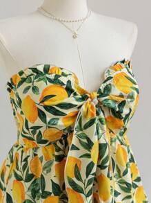 Soleia Áo babydoll buộc dây phía trước họa tiết trái cây chanh vàng cỡ lớn cho kỳ nghỉ xuân trở lại trường mùa thu dành cho nữ - Nhiều màu - Xem 7