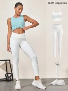 GLOWMODE Seamless Coolmax Flex Fit Bonded Hem Collar Jacquard Waist Length Vest Tee Top Medium Impact Running Training Workout Gym - Blue - View 10