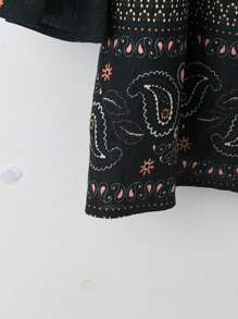 Lacomfia Plus Size Black Embroidered Dress For Women: Floral Print Arabian Style Tunic Top