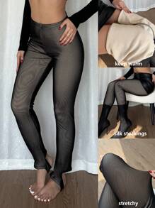 Chiquease Contrast Color Mesh Lined Fitted Women's Leggings Fall Cloth For Women