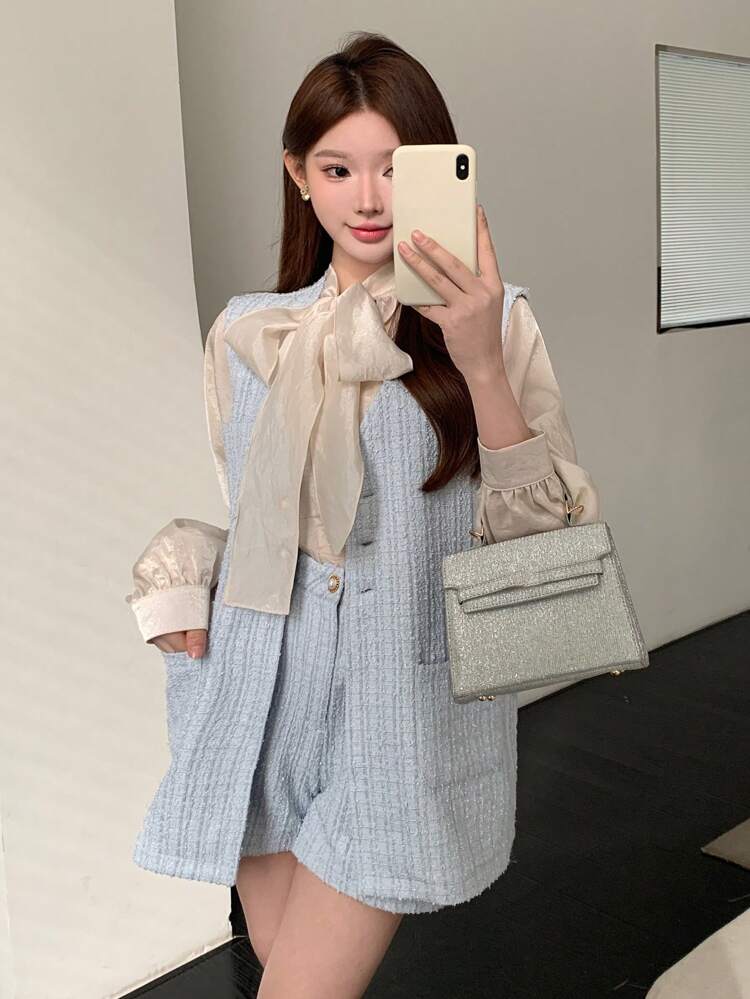 Summer New Arrival Spring Style Date Look Loose Casual Vest & Shorts 2 Pieces Set For Women,Short Women Sets,Fall Clothes