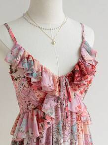 Soleia Women's Vacation Camisole Top With Ruffle Edge Front Tie Bow Design - Multicolor - View 8