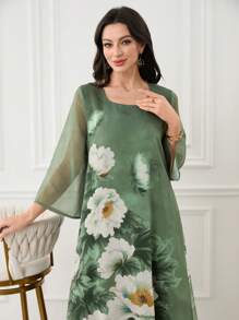 Lacomfia Printed Long Dress,Casual And Fashionable For Everyday Wear - Green - View 6