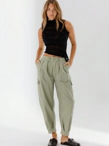 Aralina Mid Waist Relaxed Fit Classic Utility Pockets Cargo Pants