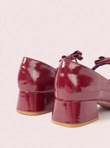CUCCOO DOLLMOD Women's Mary Jane High Heel Pumps - College Style - Burgundy - View 4