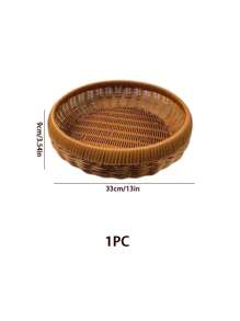 Cirelle 1 件仿藤手工编织收纳篮，家用桌面杂物分类托盘，厨房收纳篮，家居装饰，自然主义风格，拉玛厨房必备品，派对使用，家庭用餐，野餐必备品，度假招待用品 - 彩色 - 查看 4