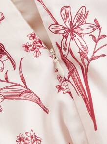 SHEIN MOD Plus Size New Chinese Style Stand Collar Button Decor Short Cheongsam Dress - Burgundy - View 3