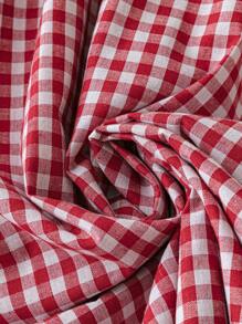 Franclia Women's Casual Vacation Red Plaid Spaghetti Strap Fitted A-Line Midi Dress, Spring/Summer - Red and White - View 4