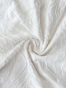 Soleia 女士度假白色纹理前开领带腰部喇叭下摆长袖衬衫，适合派对、约会、情人节、分层或单独穿着 - 白色 - 查看 7