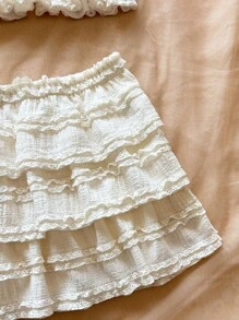 Soleia 花卉纹理打结挂脖迷你裙套装 - 白色 - 查看 8