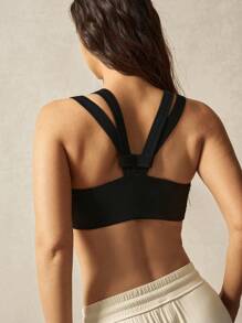VARSIVA 黑色紧身后背可拆卸罩杯女士运动文胸 - 黑色 - 查看 7
