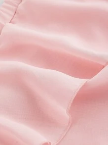 SHEIN MOD Trang phục lãng mạn màu hồng: Áo ba lỗ tua rua và chân váy xếp nếp nhiều lớp, trang phục dự tiệc, trang phục Bohemian, trang phục đi nghỉ, trang phục đi biển - Hồng - Xem 6