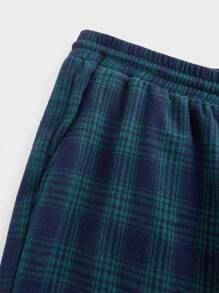 EASEVO 大码男士休闲格子编织宽松长裤 - 藍色 - 查看 4