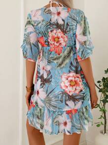 Swim Lushoire Đồ bơi che phủ dự tiệc mùa hè họa tiết hoa xẻ tà sâu cổ chữ V cho nữ - Nhiều màu - Xem 2