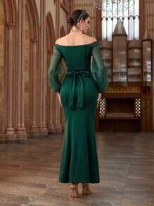 Al Najma 女士休闲连衣裙，简约时尚，适合日常穿着 - 墨綠色 - 查看 4