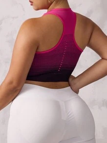 Easithlete Plus Size Women Seamless Striped Sports Bra - Multicolor - View 2