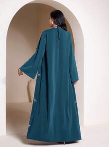 Veilorie 女士蝴蝶结水钻连衣裙和端庄长袍套装 - 水鴨藍 - 查看 2