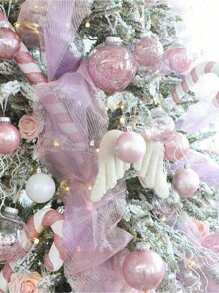 SHEIN 2 件/1 件 10 码节日装饰网状丝带、DIY 花环蝴蝶结花环、生日礼物包装丝带婚礼节日派对用品、情人节装饰礼物-粉色 - 淺粉色 - 查看 4