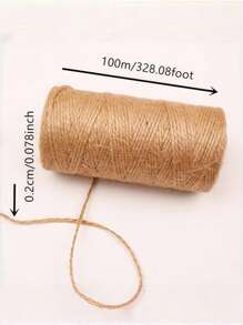 1卷100米黄麻绳，亚麻绳用于装饰复古包装，标签照片礼品，标签，领带，花园，礼物包装使用，DIY珠宝装饰复古编织绳吊牌绳捆绑绳，婚礼装饰，节日装饰，100米/卷 - 棕色 - 查看 2